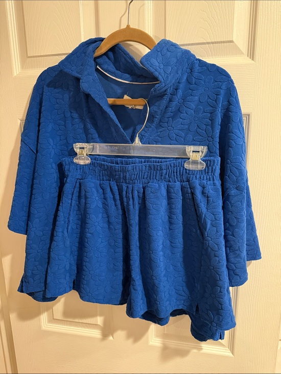 Umgee Pants - Umgee Royal Blue Floral Textured Shorts Set